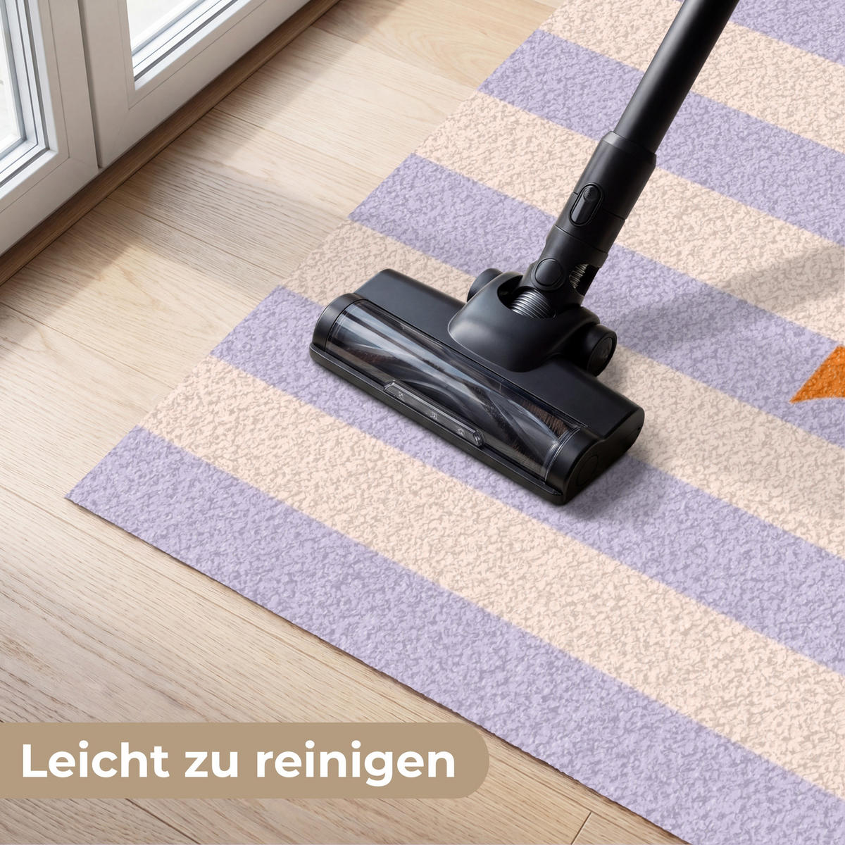FUSSMATTE Lila – Orange – Streifen – Willkommen 180x120 cm - Flieder, Kunststoff (180/0.4cm) - MuchoWow