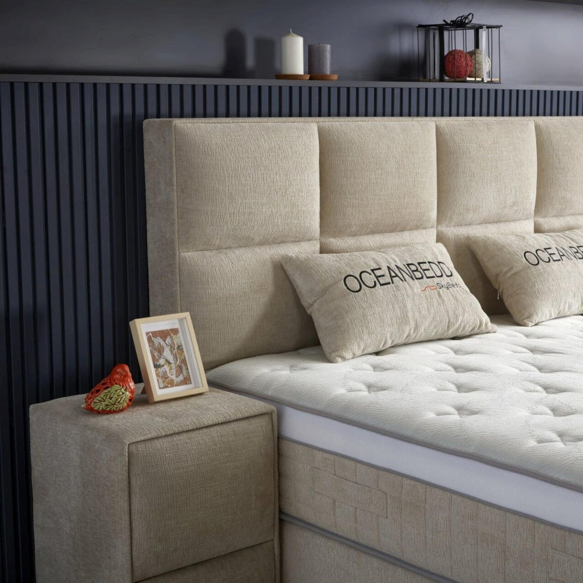 BOXBETT Ocean Bett mit Matratze 100x200 - Beige, Holz (100/200cm)