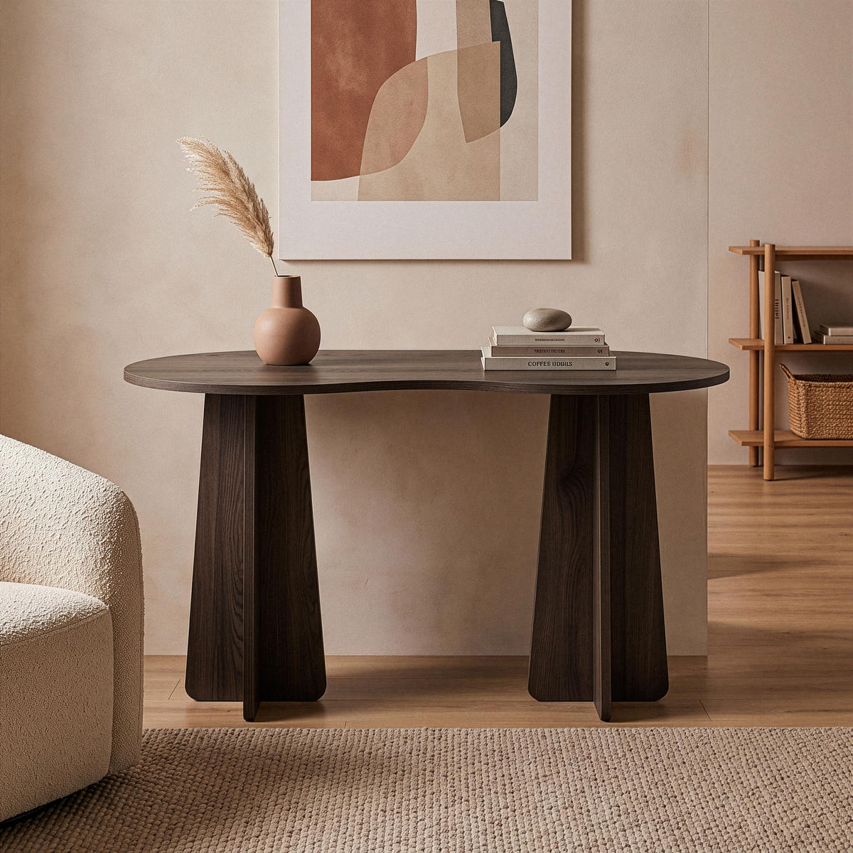 SCHREIBTISCH mit organisch-form Tischplatte 120/60/75 cm - Naturfarben, Holzwerkstoff (8.5/60/75cm) - Calicosy