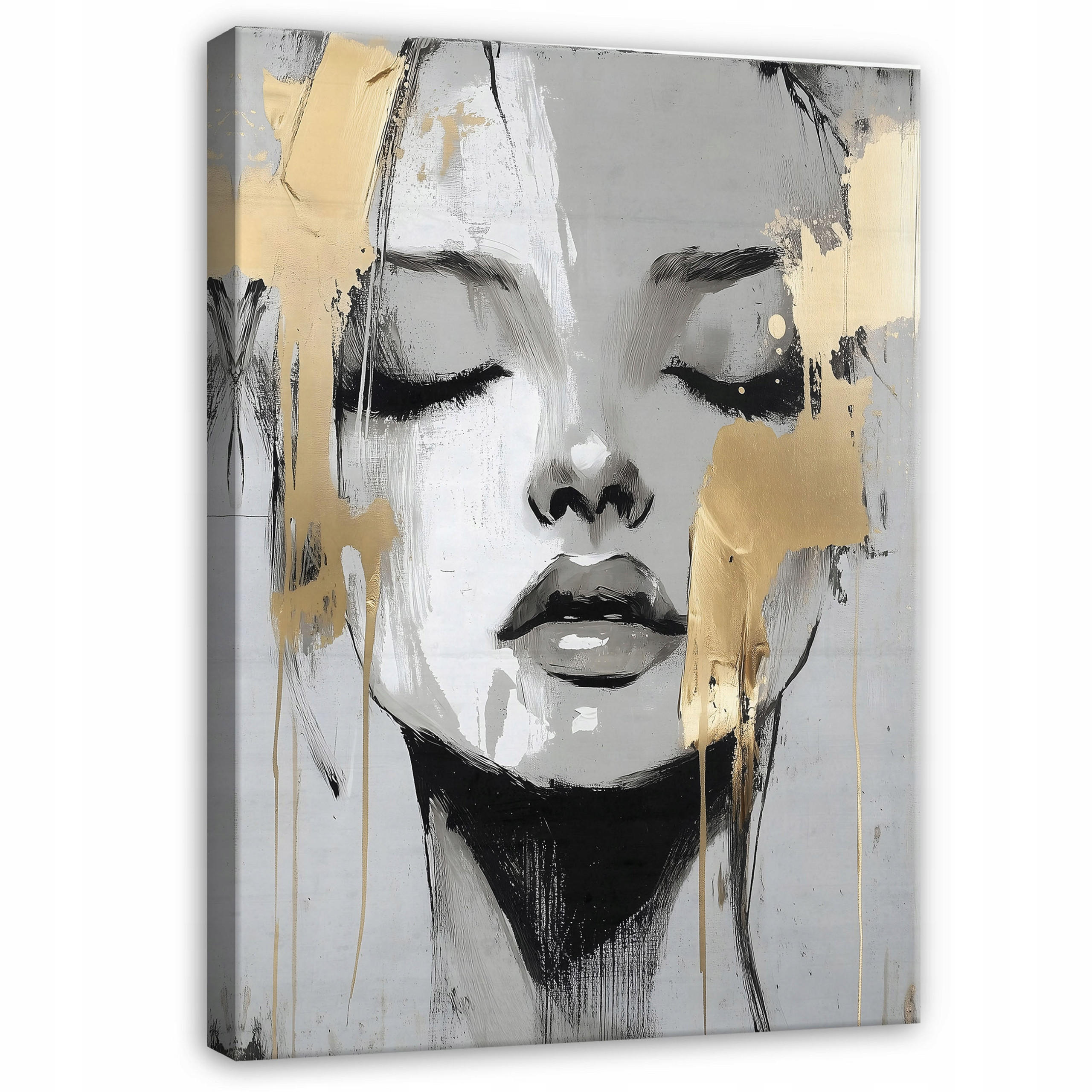 LEINWANDBILDER Abstrakt Frau Modern Bilder Groß 60x40 - Goldfarben, Holzwerkstoff (40/60cm) - Wallarena