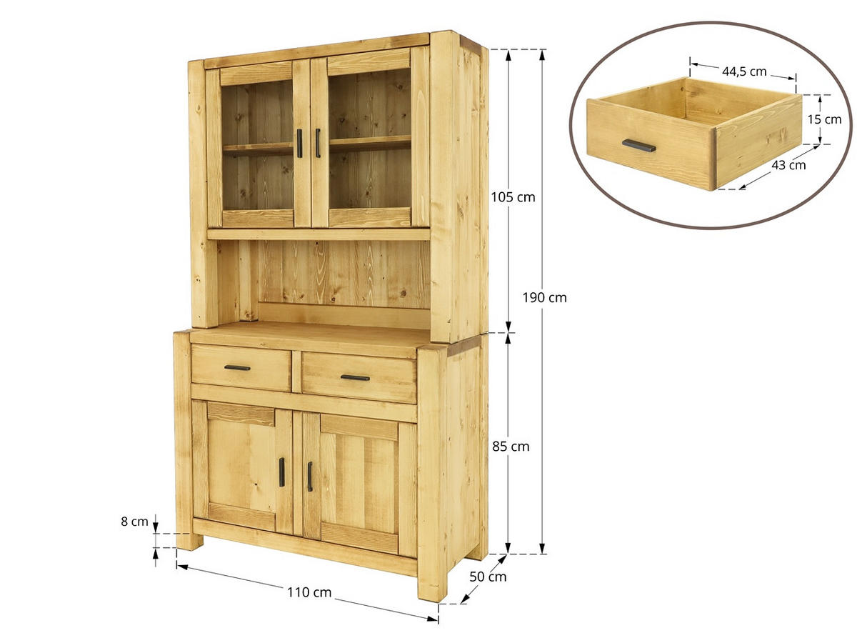 BUFFET aus Massivholz Sara - Honig, Holz (100/190/50cm) - Seart