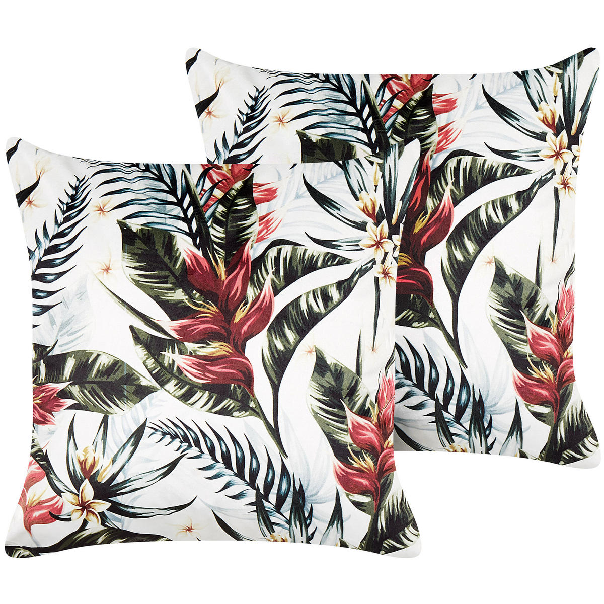 DEKOKISSEN 2er-Set Cremeweiß 45/45 cm Edelweiss - Ecru, Textil (45/45cm) - Beliani