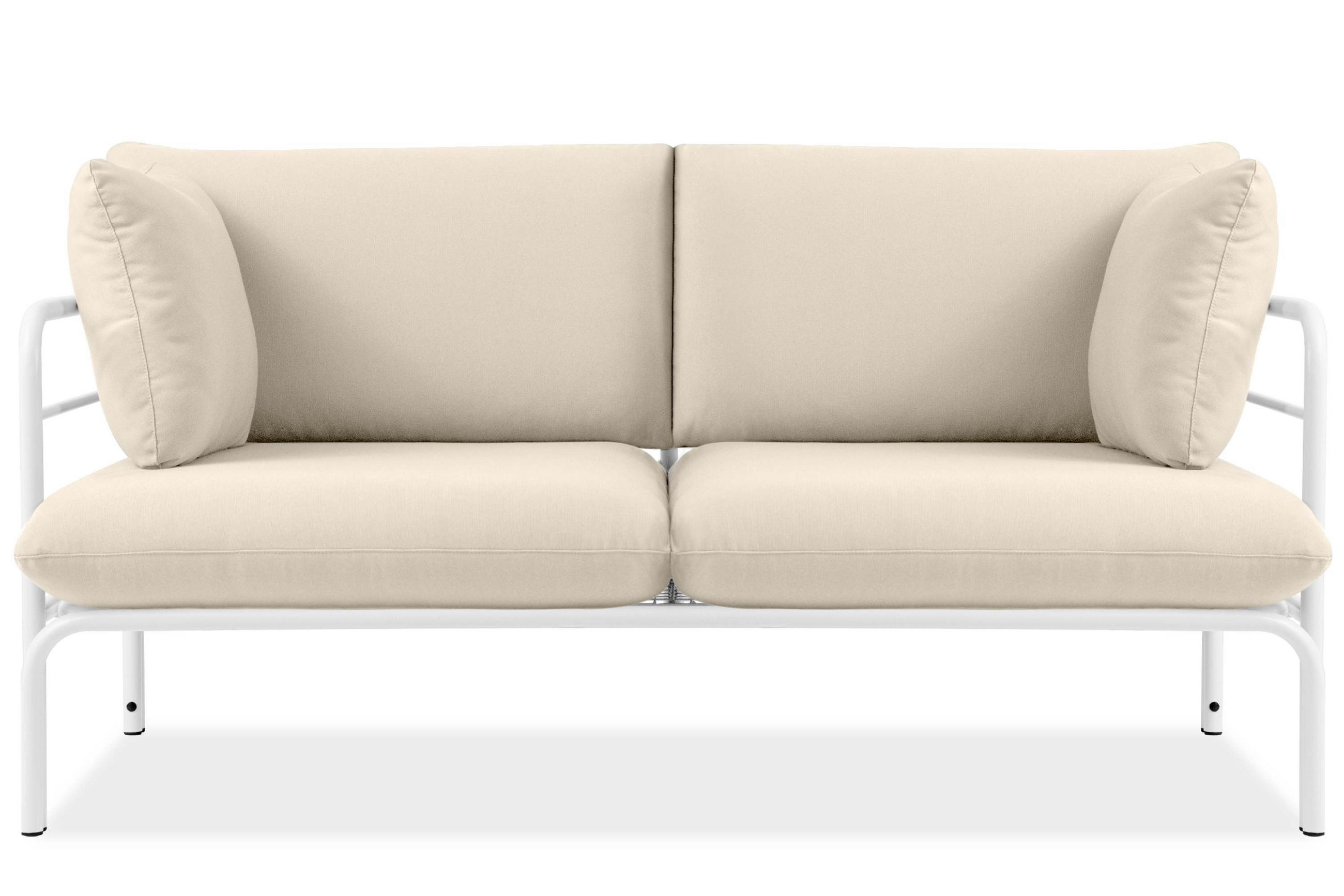 GARTENSOFA RAMBE 2-Personen mit Kissen, Weiß/Cremeweiß - Creme/Weiß, Textil/Metall (150/80/80cm) - KONSIMO®