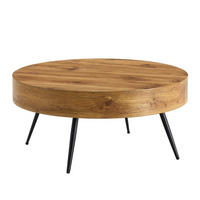 COUCHTISCH holzoptik rund metallbeine kompakt - Naturfarben, Holzwerkstoff (70/70/35.5cm) - Urban Meuble