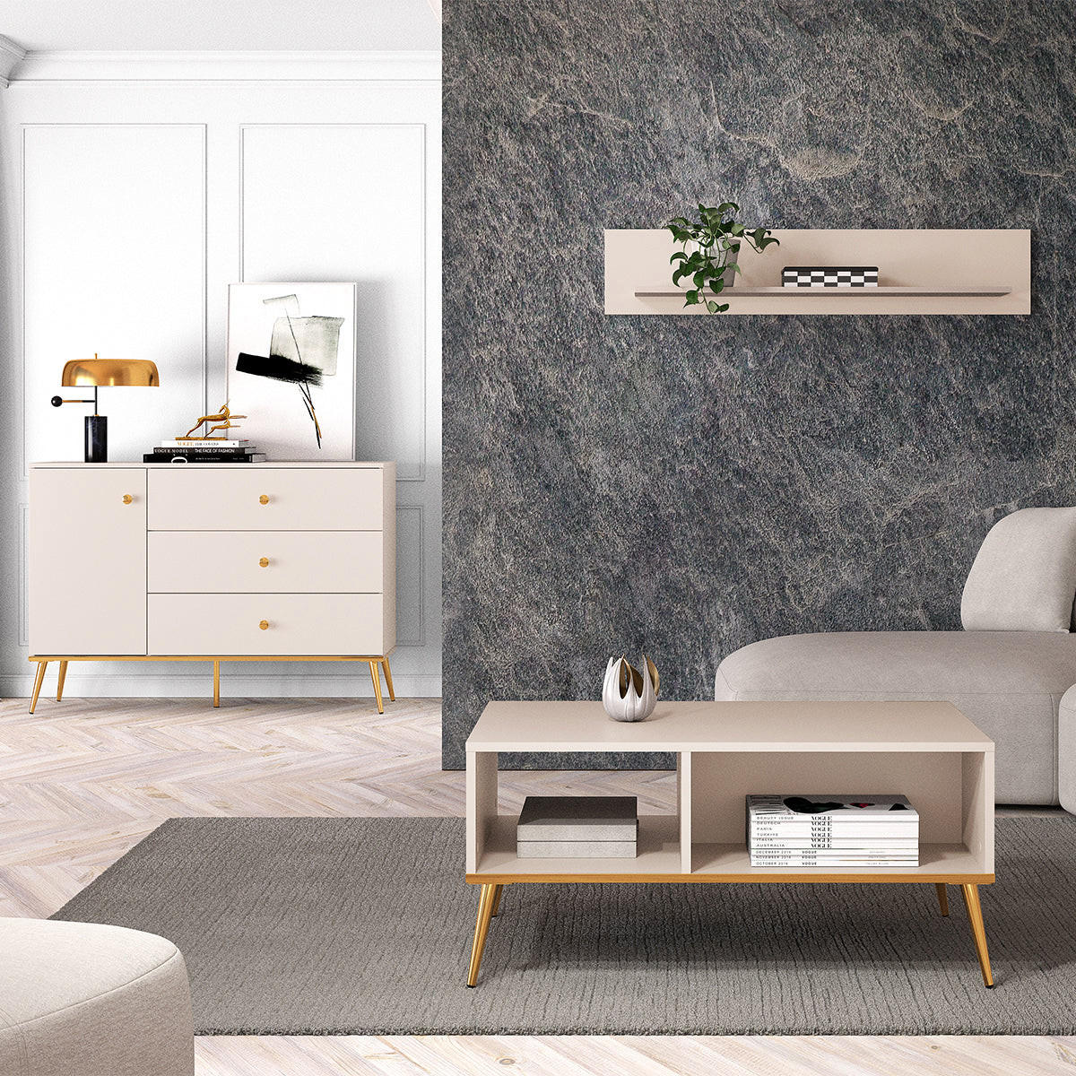 COUCHTISCH Olivia Kaschmir - Beige, Holzwerkstoff (60/90/42cm) - Petits-meubles