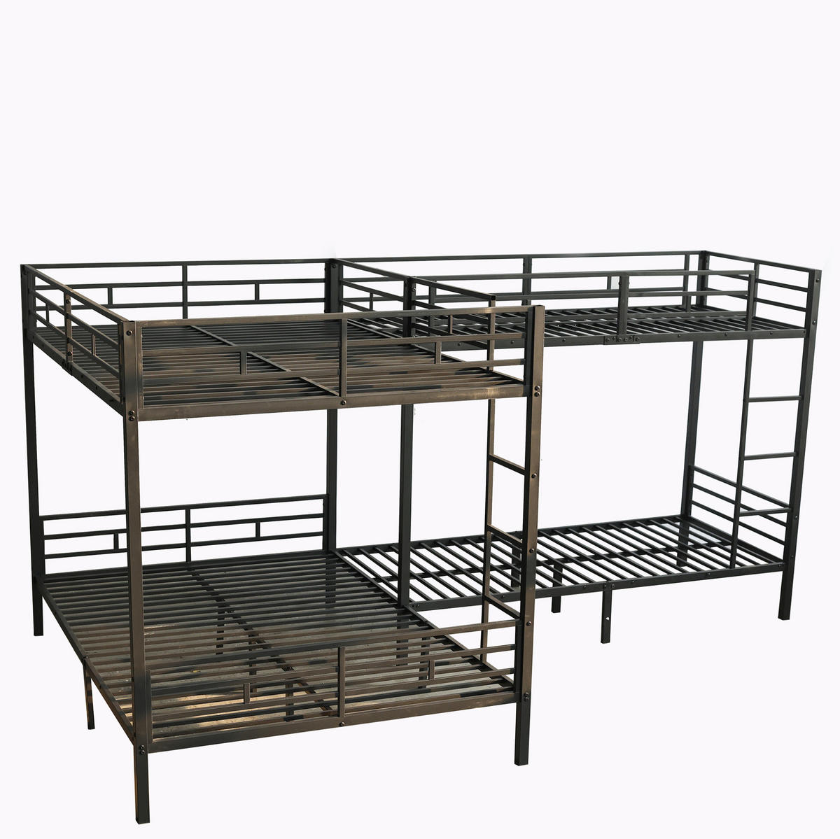 ETAGENBETT Schwarz 90/200 cm und 140/200 cm mit dreistufiger Leiter - Schwarz, Metall (140/200cm) - MIVRAY