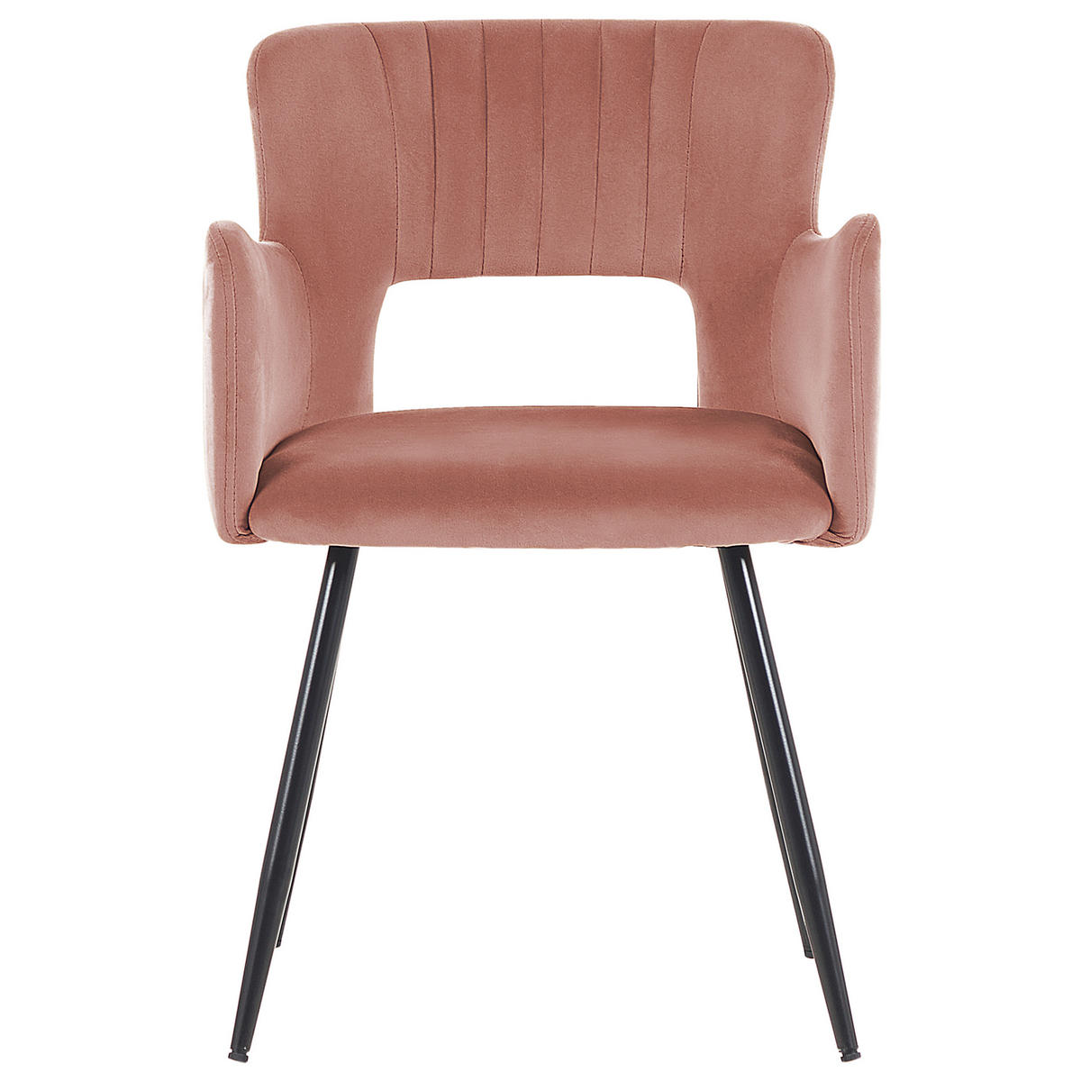 ESSZIMMERSTUHL 2er-Set Samtstoff Rosa Sanilac - Pink, Textil/Metall (52/75/44cm) - Beliani