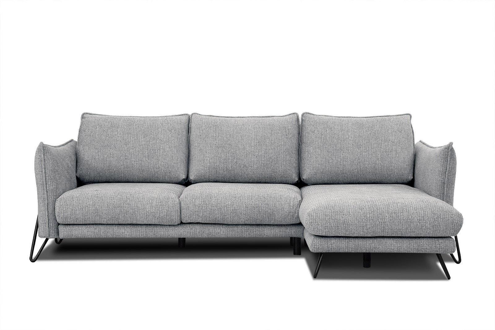 ECKSOFA HOSTEN 4-Sitzer, grau - Schwarz/Grau, Holzwerkstoff/Textil (269/158cm) - Courtois Laville