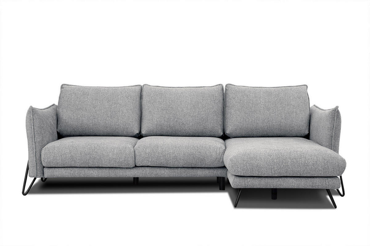 ECKSOFA HOSTEN 4-Sitzer, grau - Schwarz/Grau, Holzwerkstoff/Textil (269/158cm) - Courtois Laville