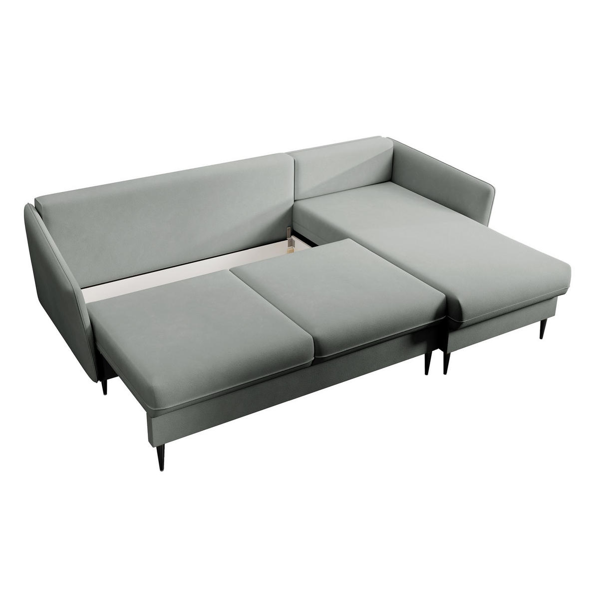 ECKSOFA Volio Grau Samt 223 cm - Schwarz/Grau, Textil/Metall (223/145cm) - Selsey