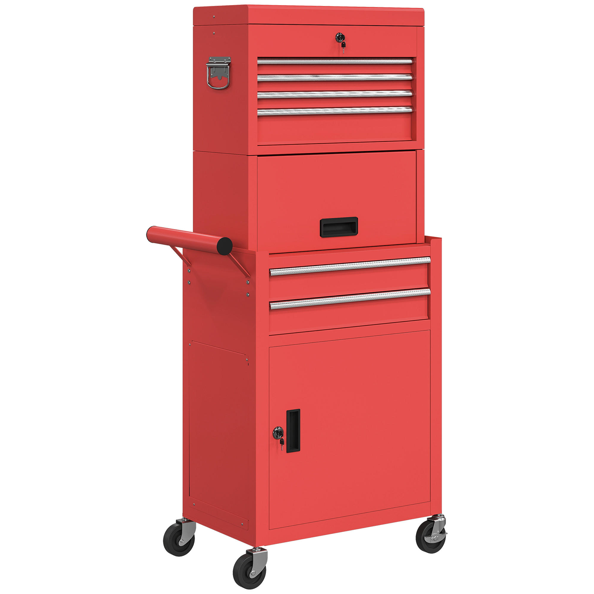 WERKSTATTWAGEN Stahl Rot - Rot, Metall (33.5/131/60.5cm) - HOMCOM