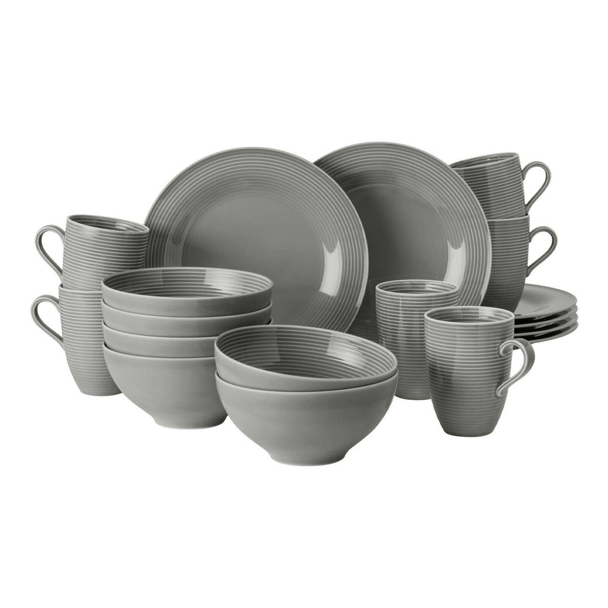 FRÜHSTÜCKS-SET Beat Color Glaze Perlgrau 18er Set - Grau, Keramik (1/1/1cm) - Seltmann Weiden
