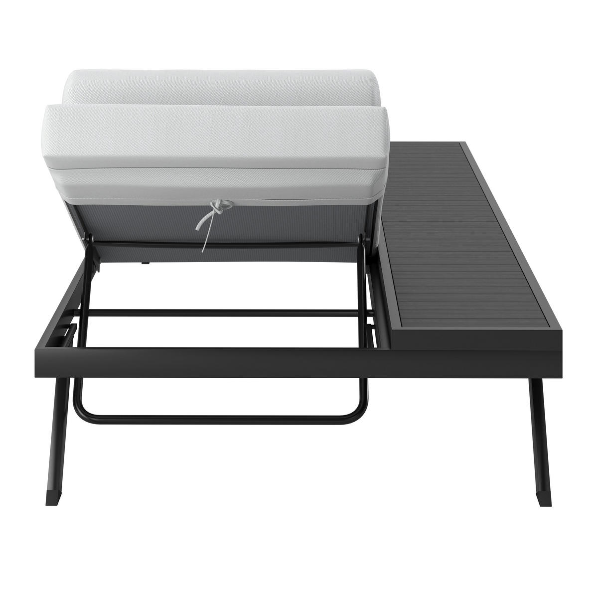 GARTENLIEGE Avolina Hellgrau Outdoorstoff/Metall - Hellgrau, Metall (1/86/40cm)