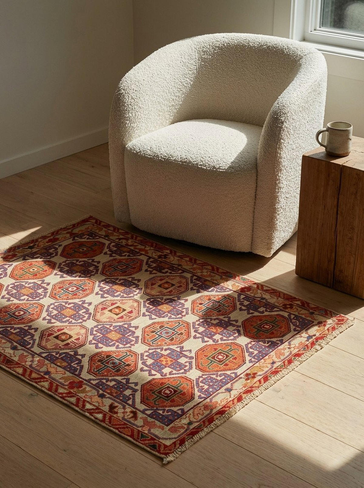 HANDWEBTEPPICH Sumak Shahsavan Beige 95/80 cm Schurwolle - Beige, Textil (80/95cm) - Looma
