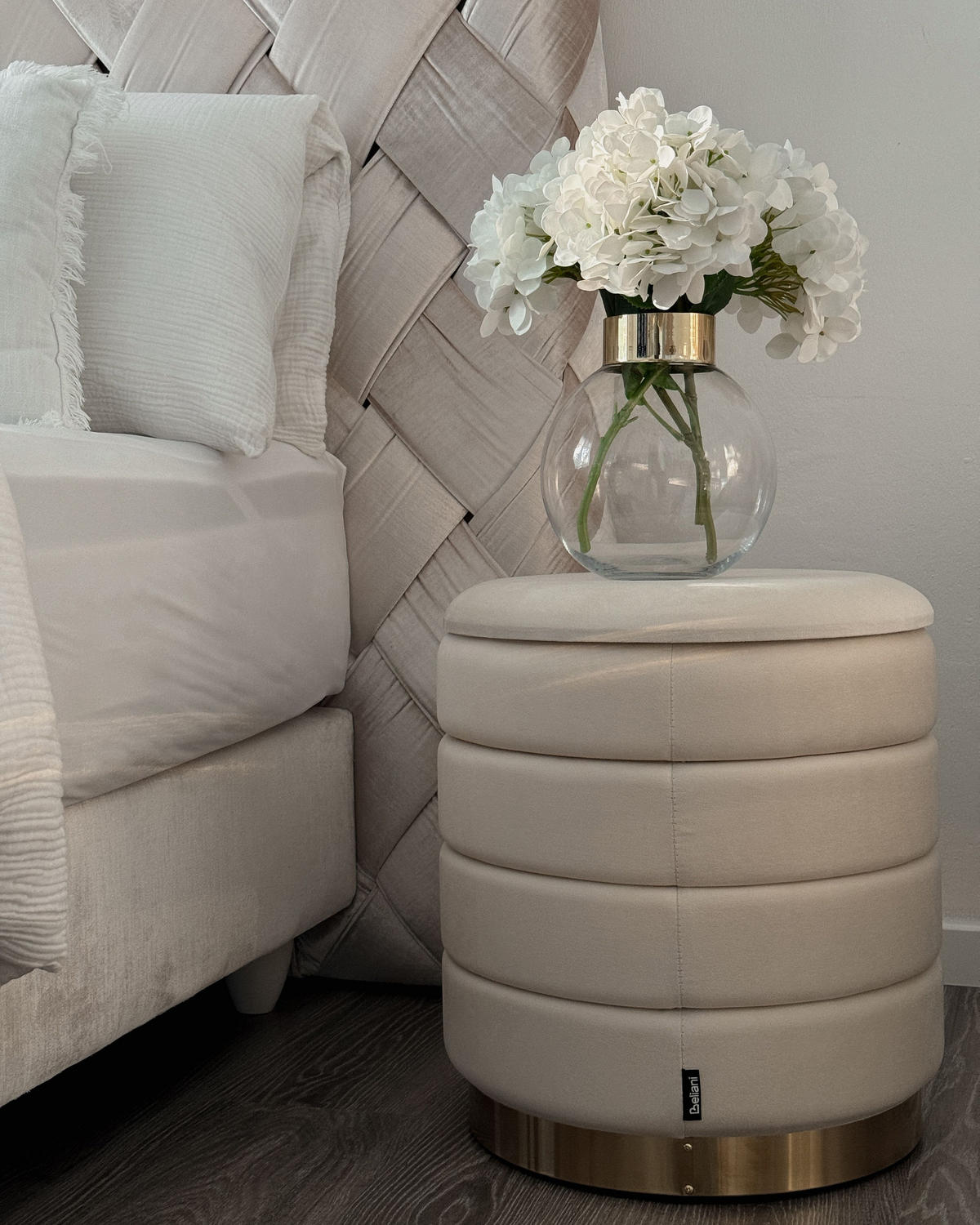 POUF 2er-Set Beige Garland - Beige/Goldfarben, Textil (40/44/40cm) - Beliani
