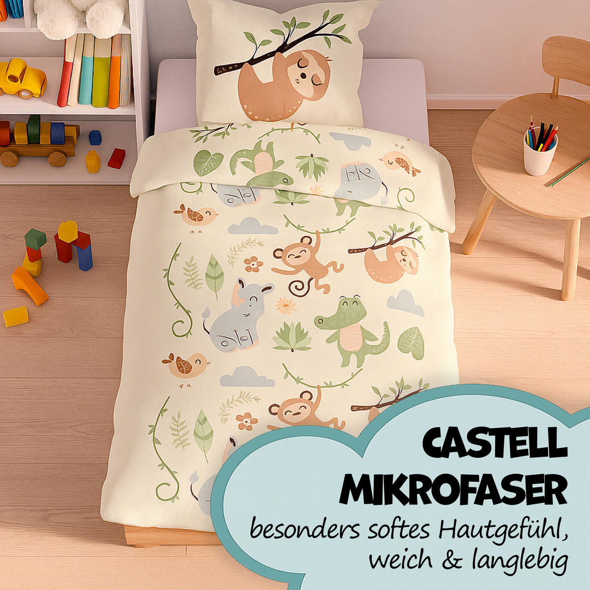 BETTWÄSCHE 2 tlg. mit Motiv 135x200 cm Dschungel - Beige, Textil (135/200cm) - Bestlivings