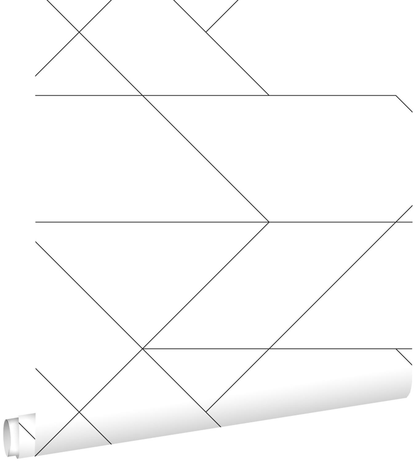 TAPETE grafische Linien 53 cm x 10.05 m - Schwarz, Papier (53/1000cm) - ESTAhome