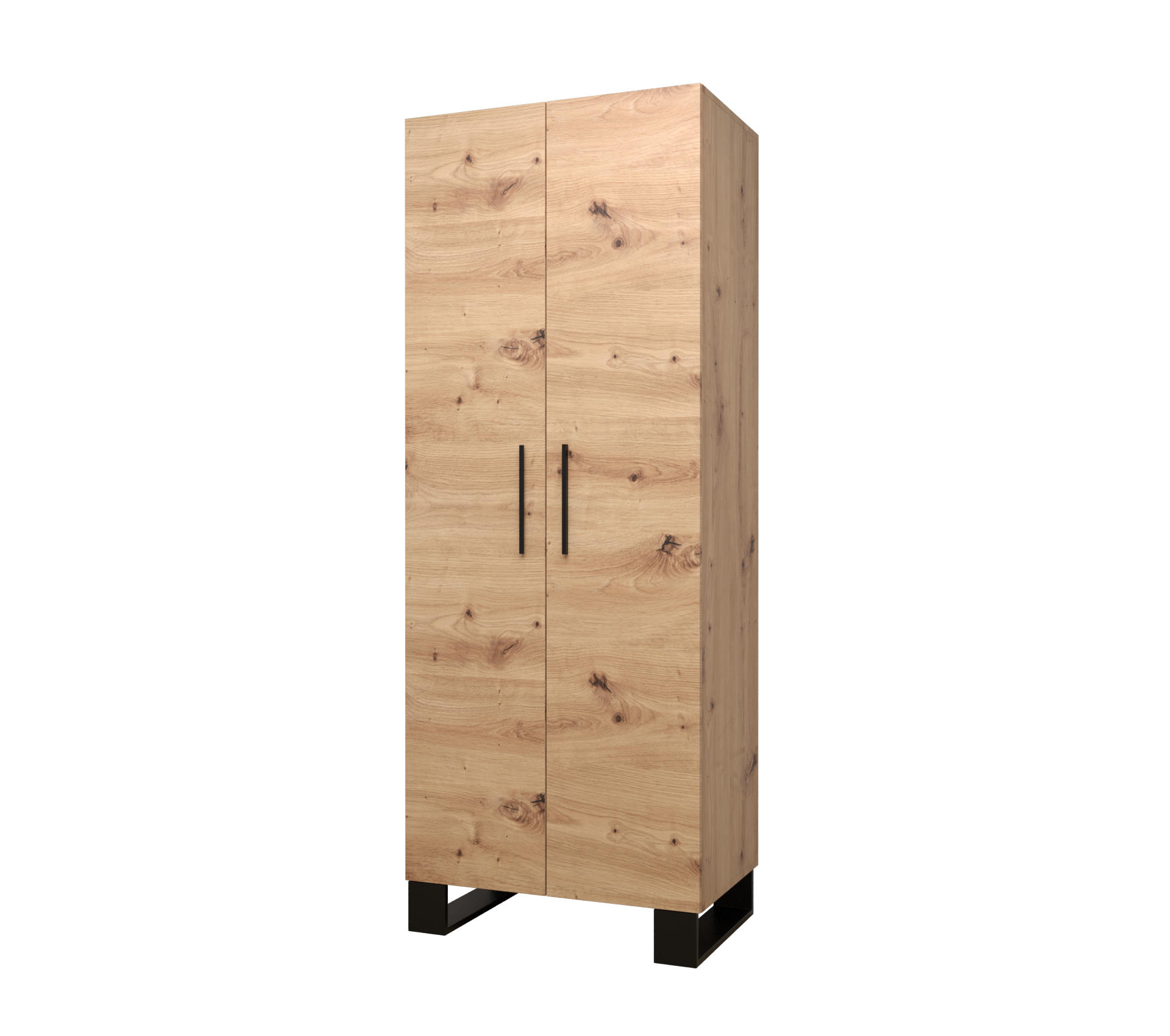 GARDEROBENSCHRANK 196/74/45,6 2-türig - Schwarz/Eiche Artisan, Holz/Kunststoff (74/196/45.6cm) - Abiks Möbel
