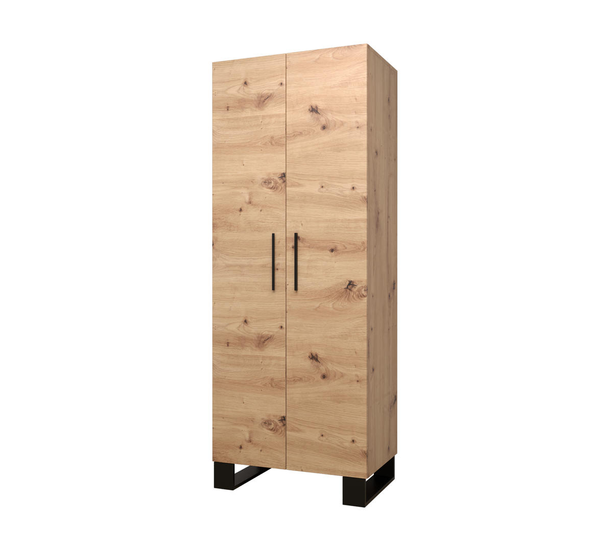 GARDEROBENSCHRANK 196/74/45,6 2-türig - Schwarz/Eiche Artisan, Holz/Kunststoff (74/196/45.6cm) - Abiks Möbel