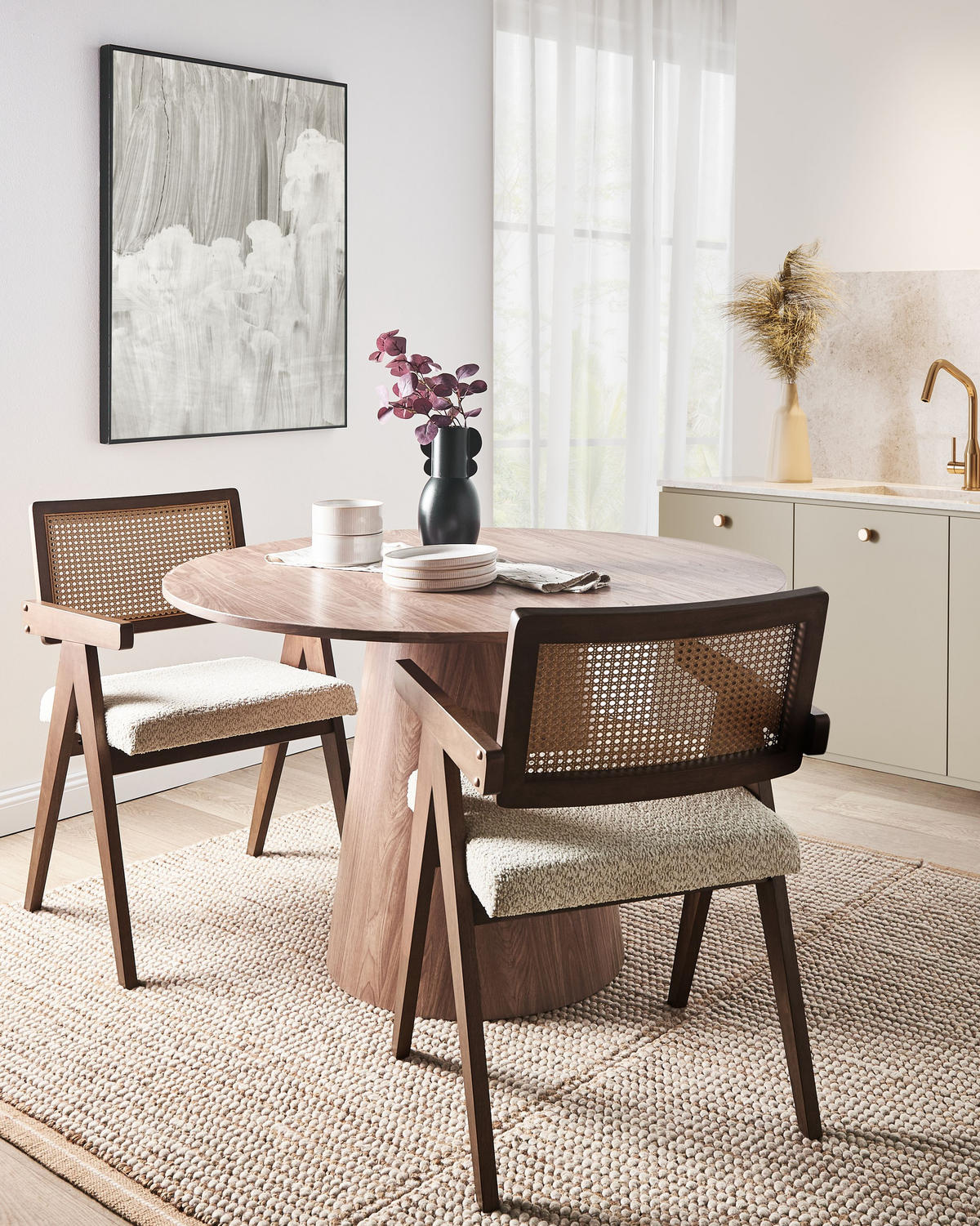 ESSZIMMERSTUHL 2er-Set Beige Ava - Beige/Braun, Holz (55/85/62cm) - Beliani