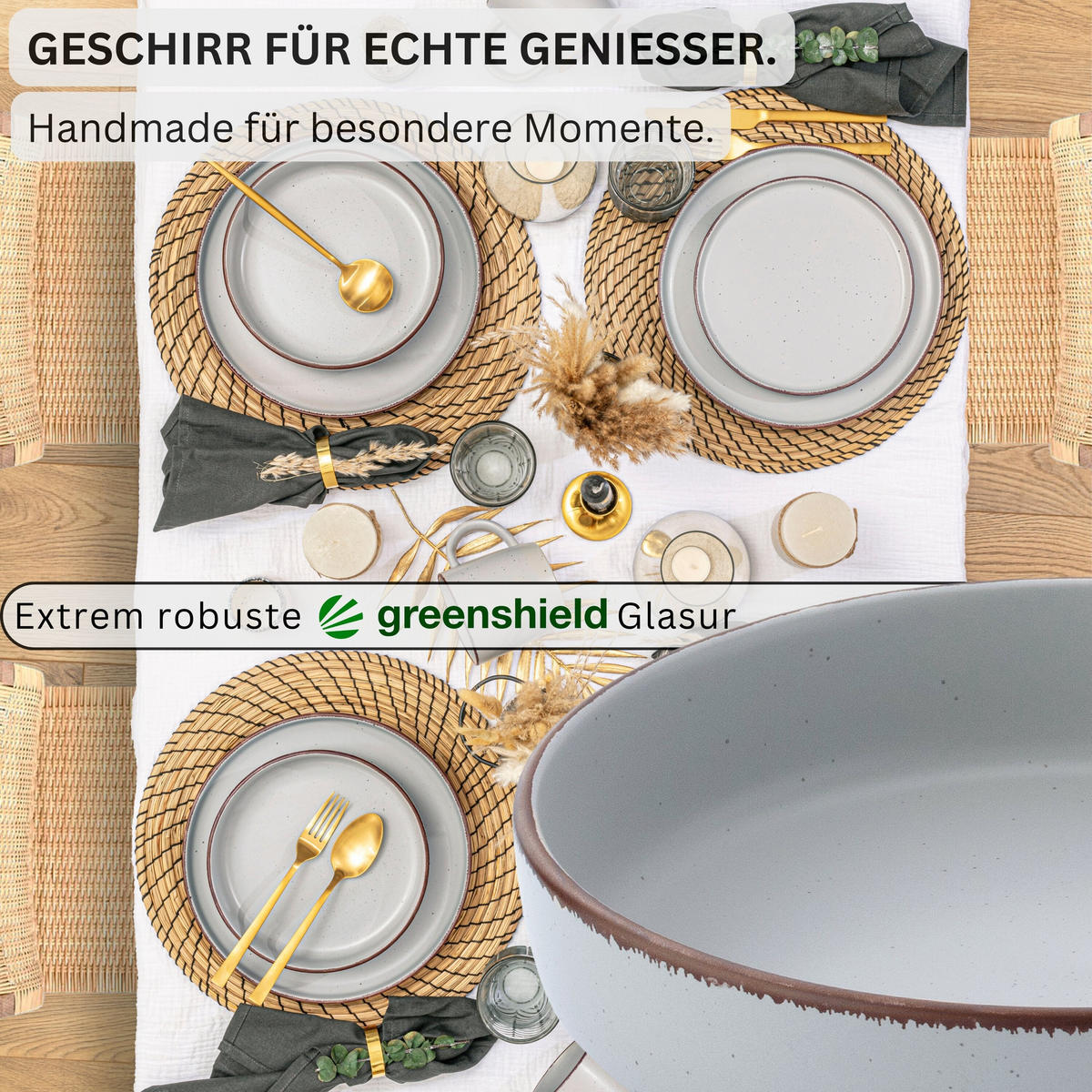 PASTASCHALEN BOMBAY STONE - 4 teilig aus Steingut - Hellgrau, Stein (20.5cm) - Sänger