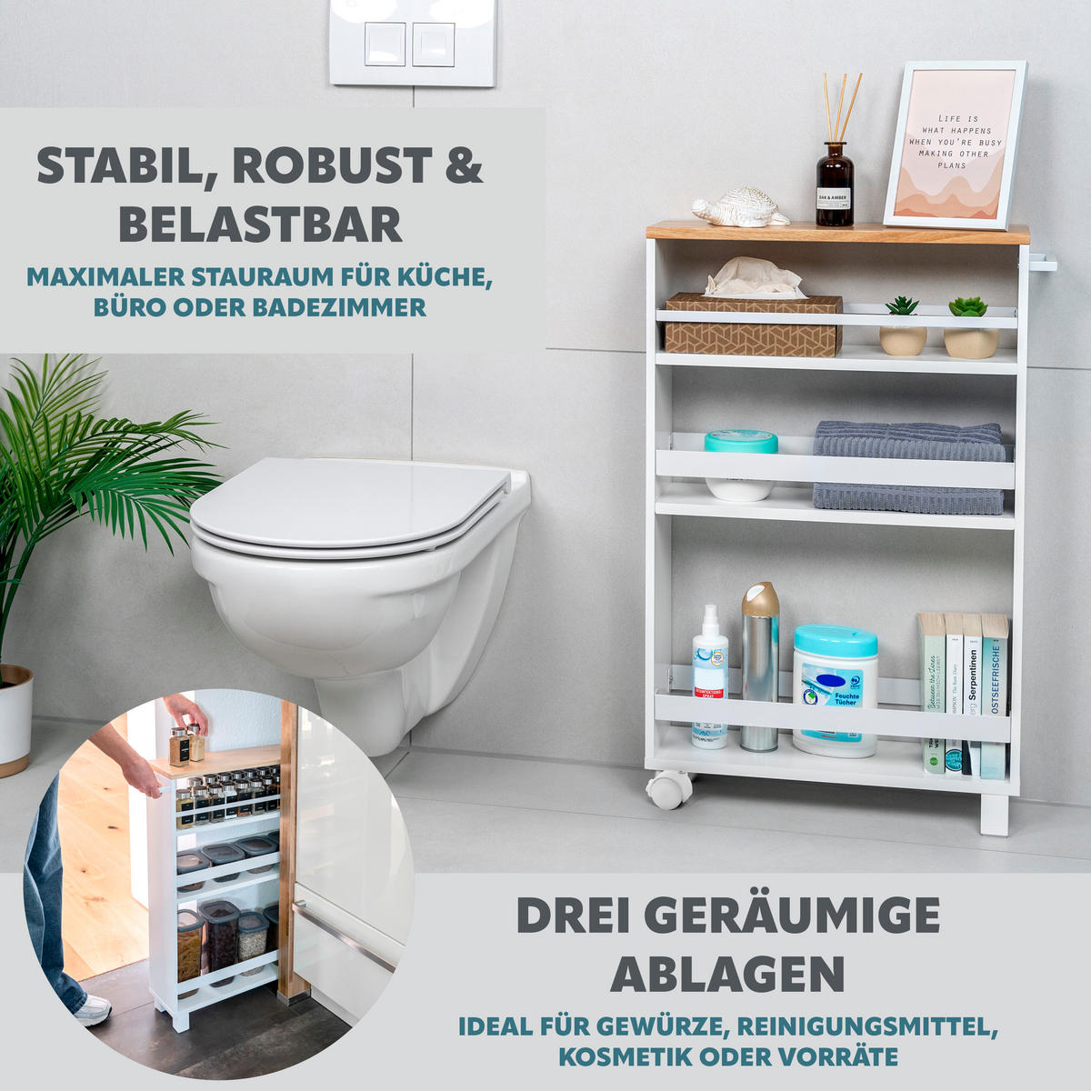 KÜCHENWAGEN, weiß - Weiß, Holz (50/79/15cm) - eluno