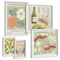 BILDER SET 5er Set - 50x50 cm & 20x30 cm & 40x60 cm Weißer Rahmen - Blumenmotive Rosen Paris - Weiß, Kunststoff (40/60cm) - TULUP