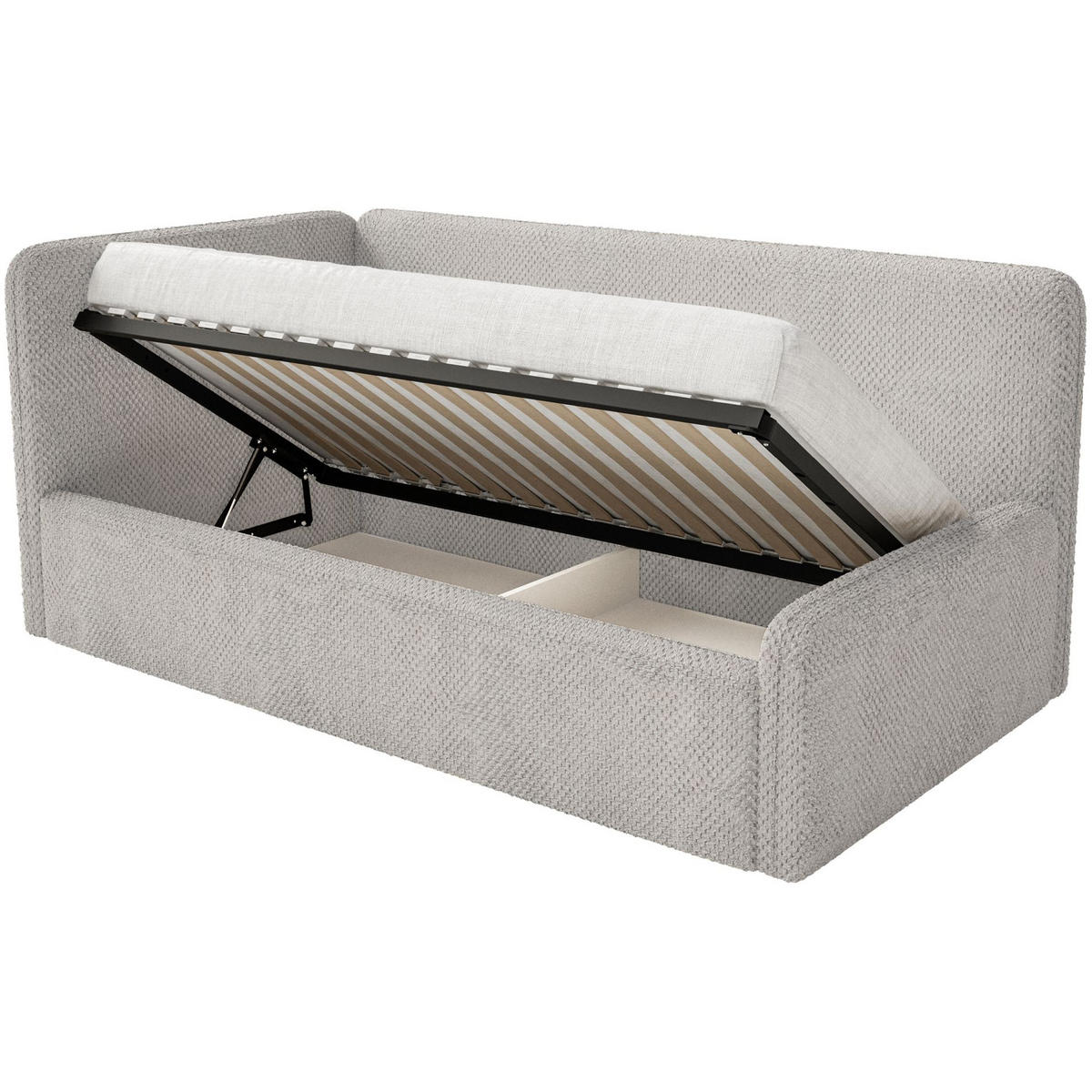 KINDERBETT Fanko Plüsch Graubeige 90x200 cm - Taupe/Schwarz, Kunststoff/Textil (90/200cm) - Selsey