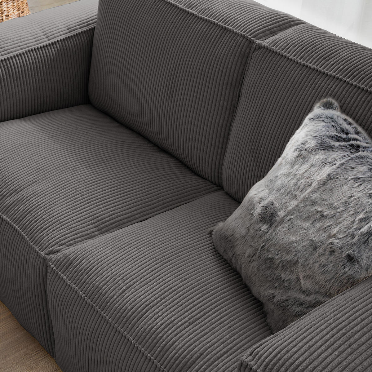 3-SITZER SOFA - Grau, Textil (240/75/96cm) - home24