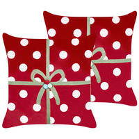 Dekokissen 2er-Set Rot 45/45 cm Gumdrop - Rot/Weiß, Textil (45/45cm) - Beliani