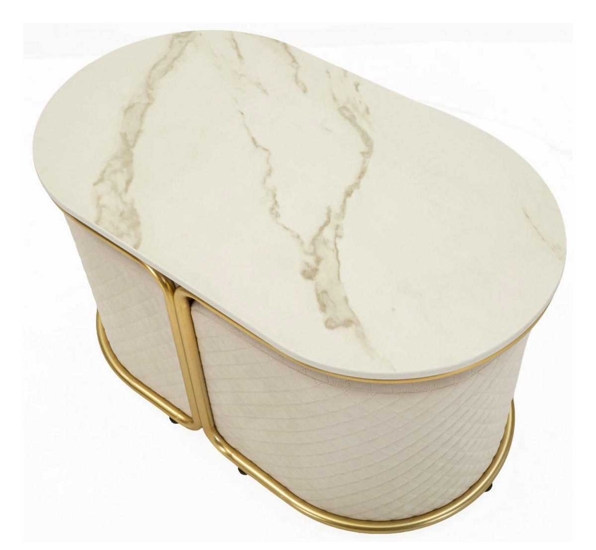 COUCHTISCHE IM 3ER-SET Relax, weiß und goldfarben, Kiefernholz, MDF, Polyester und Metall - Goldfarben/Weiß, Holz/Holzwerkstoff (45/79/44cm) - Mauro Ferretti