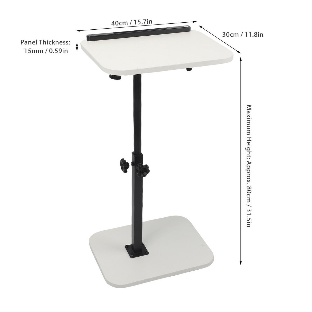NACHTTISCH aus Massivholz, höhenverstellbarer Laptoptisch für Zuhause, 15 mm dick, mit Buchstütze, weiß - Weiß, Holz (40/30/80cm) - Ej. Life