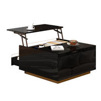 COUCHTISCH 70/70/38 cm schwarz aus Spanplatte mit LED-Lichtstreifen und Stauraum - Schwarz, Holzwerkstoff (70/70/38cm) - OKMYHOME