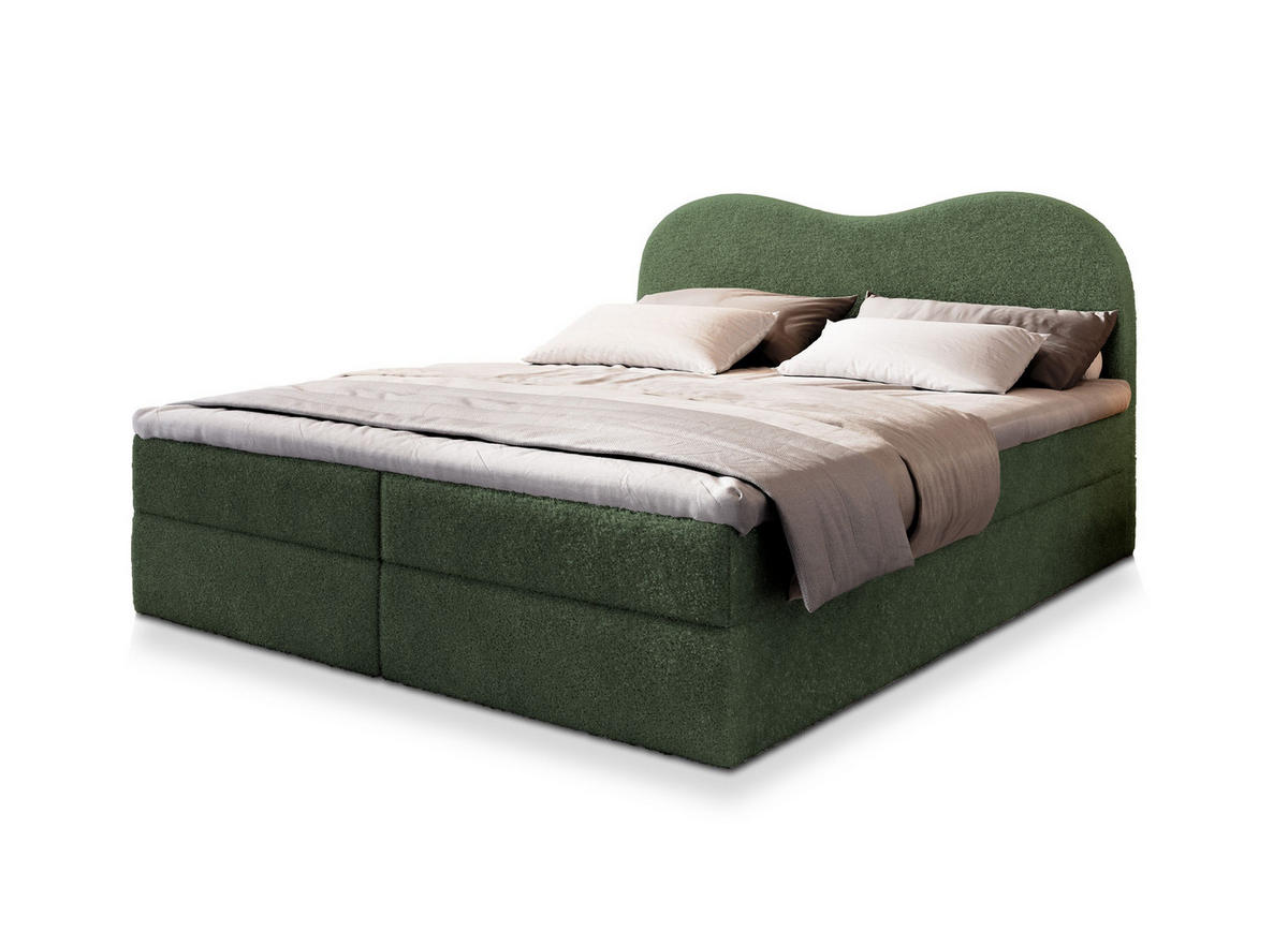 POSTEL BOXSPRING FLUVIA 160x200 cm, s matrací a úložným prostorem, zelená barva - zelená barva, kompozitní dřevo/textil (160/200cm) - MASSENO