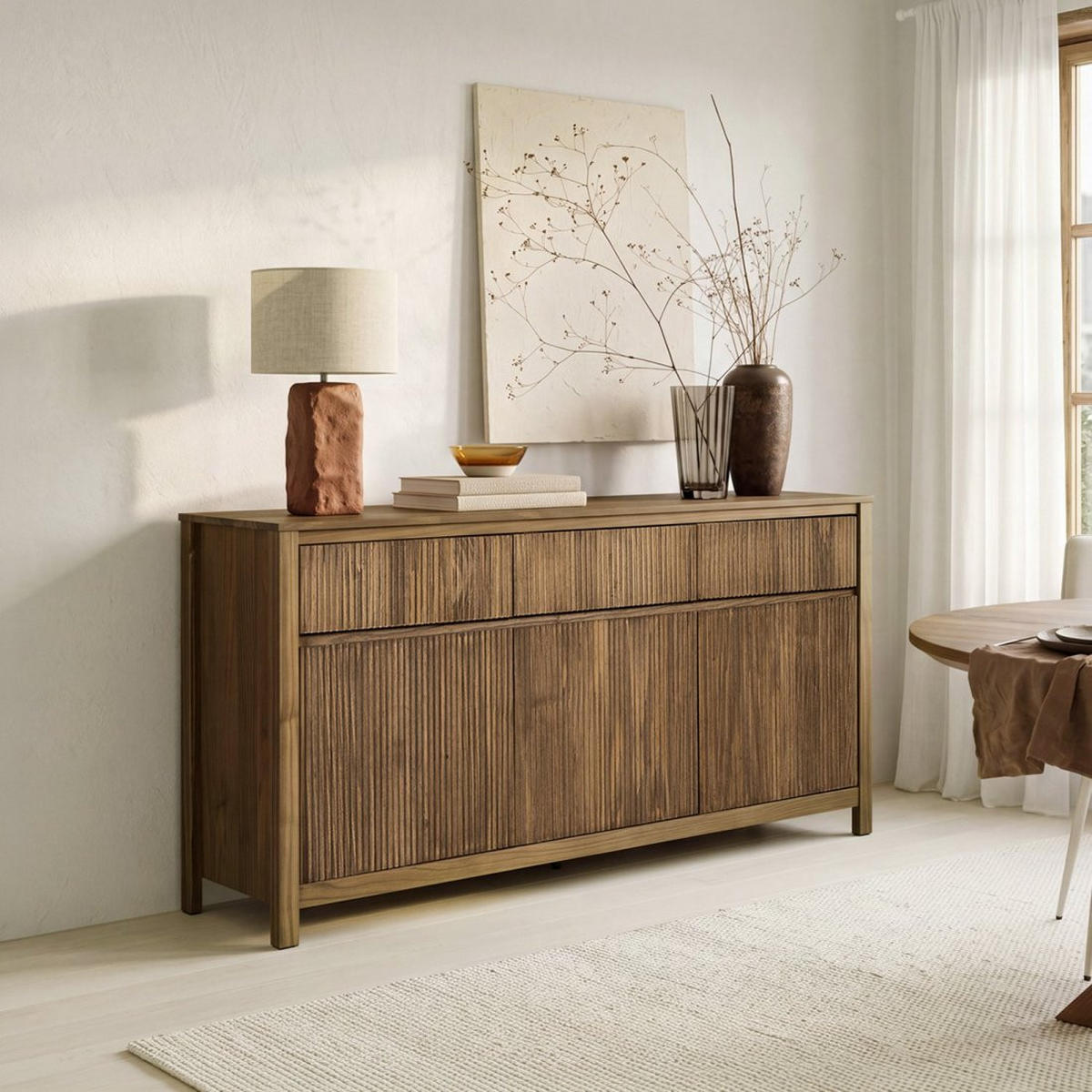 ANRICHTE NIEDRIGE Hanne Walnuss 150 cm x 85 cm - Walnussfarben, Holz (150/85/39cm) - Klast Home