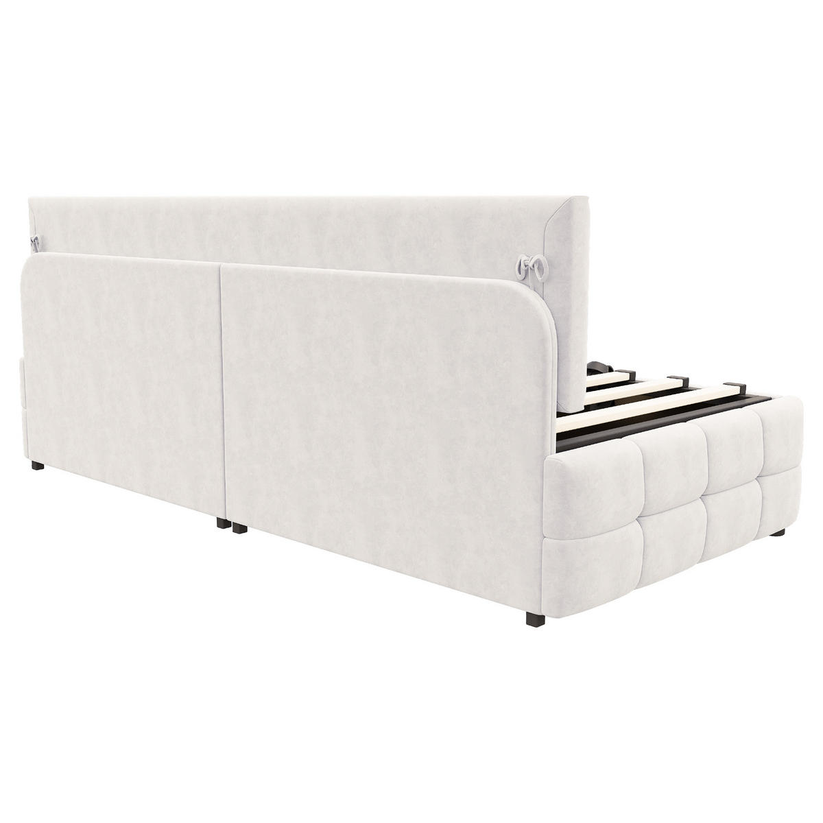 STAURRAUMBETT 90/200 cm DE-02104, in Beige, mit Sofafunktion und Hydraulik - Beige, Metall (90/200cm) - ComfortXL