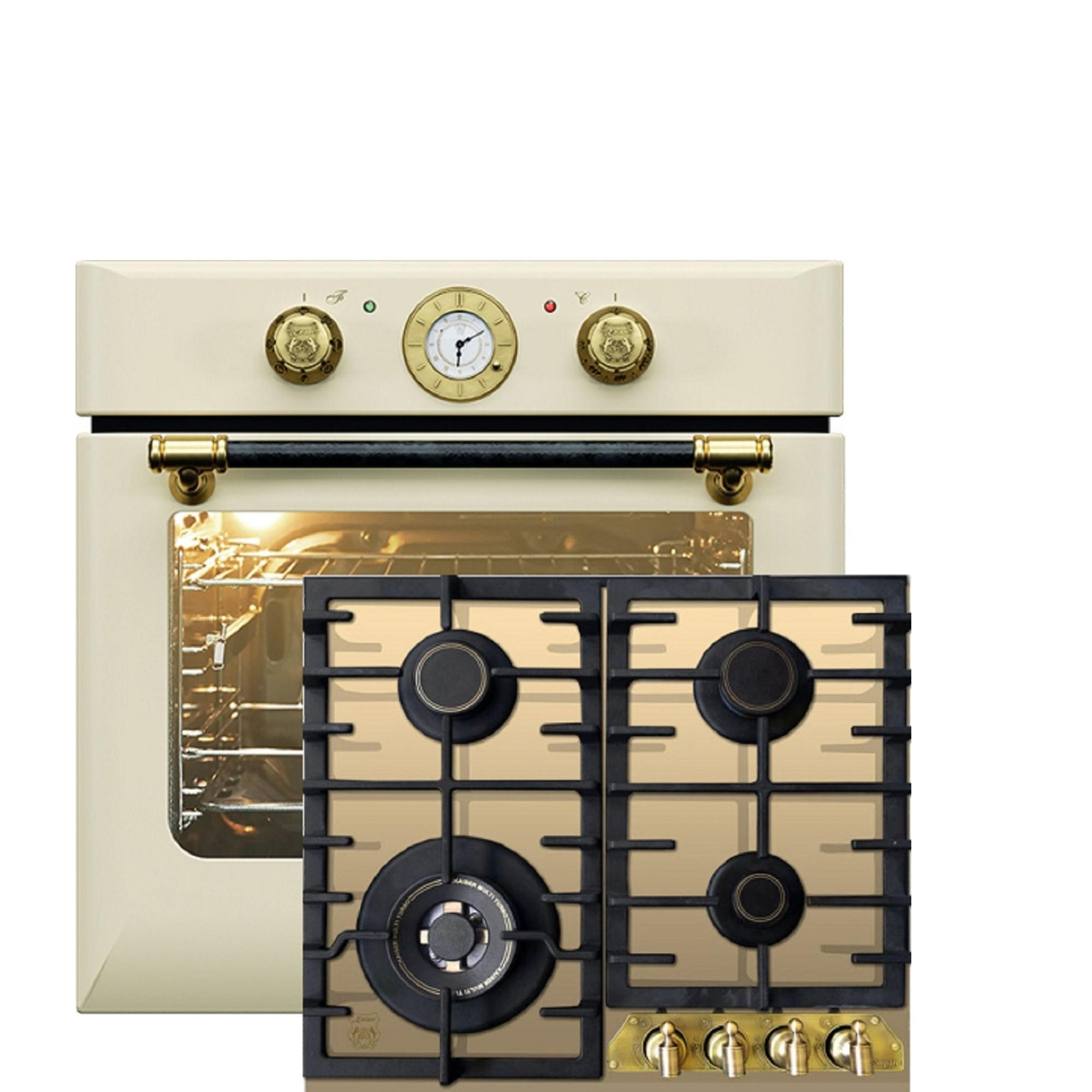 ELEKTRO-BACKOFEN 60 cm EH 6432 ElfBE Eco+KCG 6335 ElfEm Gaskochfeld 60 cm - Creme, Metall (59/59/54cm) - Kaiser Küchengeräte