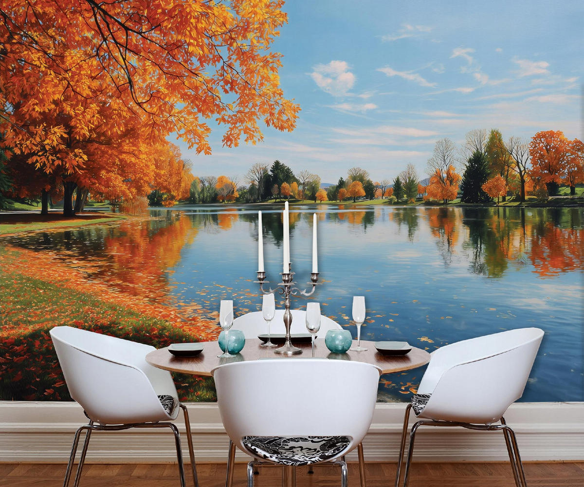 FOTOTAPETE Landschaft See Blau 200x140 cm - Multicolor, Papier (200/140cm) - Wallarena