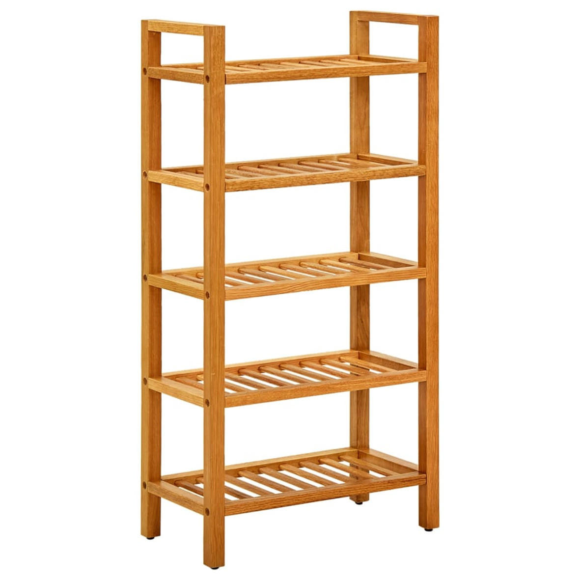SCHUHREGAL MIT 5 ETAGEN 50X27X100 CM MASSIVHOLZ EICHE - Braun, Holz (50/100/27cm) - vidaXL