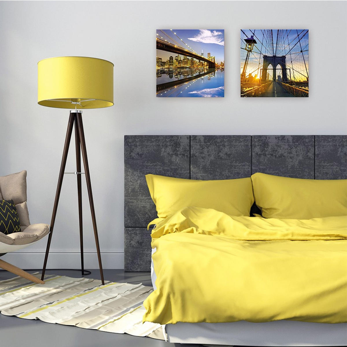 BILD 30x30 cm New York - Gelb, Holzwerkstoff (30/30/2cm) - artissimo