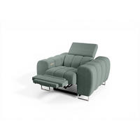 SESSEL Bastien Relax In Stoff Gemma - Grün, Holzwerkstoff/Textil (125/95/97cm) - Fun Möbel