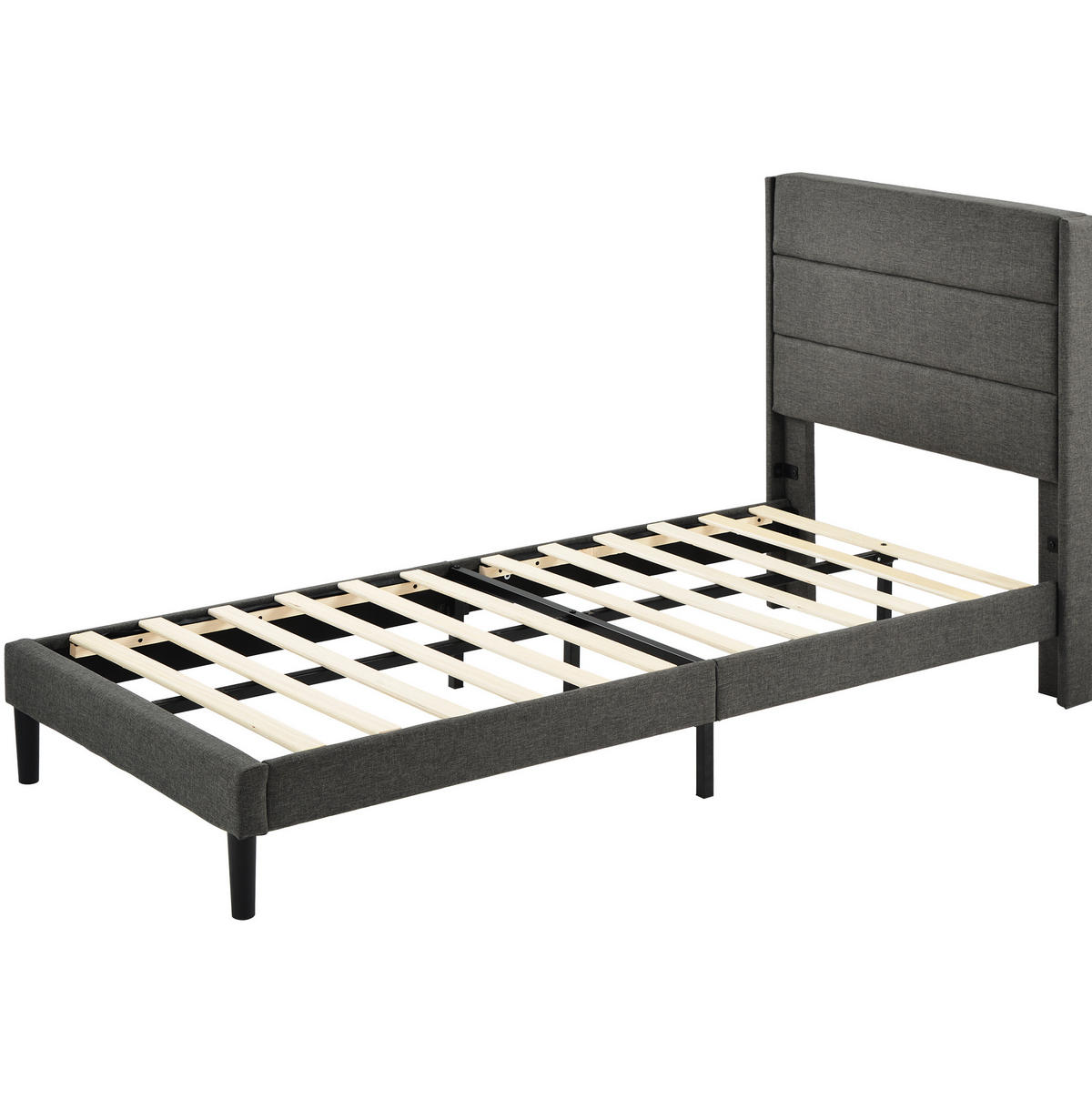 POLSTERBETT 90/200 cm Dunkelgrau aus Leinen mit Lattenrost - Dunkelgrau, Textil (90/200cm) - OKMYHOME