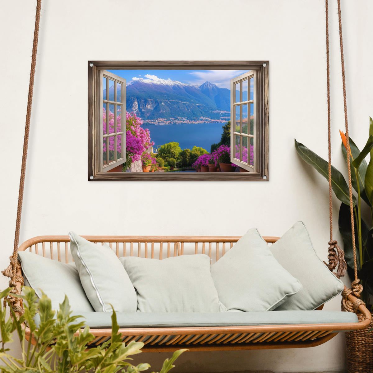 ZAHRADNÍ PLAKÁT Průhled - Hory - Krajina - Výhledy - Jezero 90x60 cm - modrá, plast (90/60/0.2cm) - OnlyWow