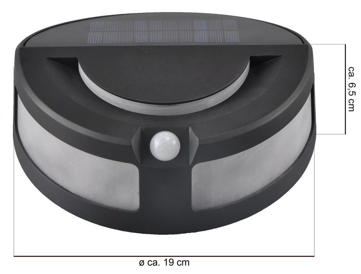 LED-SOLAR-WANDLEUCHTE - mit Bewegungsmelder und Dämmerungssensor für Außenbereiche - Schwarz, Kunststoff (19/19/6.7cm) - Northpoint