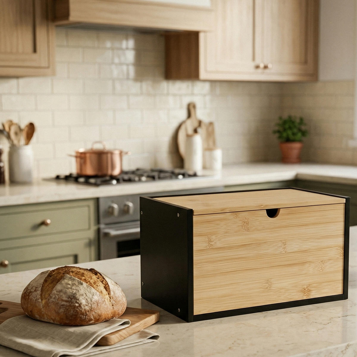 BROTKASTEN Cadre Bambus 20/33/20 cm - Beige, Naturmaterialien (33/20/20cm) - AROMELIO
