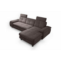 ECKSOFA mit Schlaffunktion und Bettkasten, Brego-Stoff - Chromfarben/Braun, Textil/Metall (177/274cm) - ed exciting design