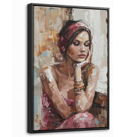 LEINWAND Bilder mit Rahmen - Frau - Lackierung - Porträt - Modern - 40x60 - Altrosa, Textil (40/60cm) - MuchoWow