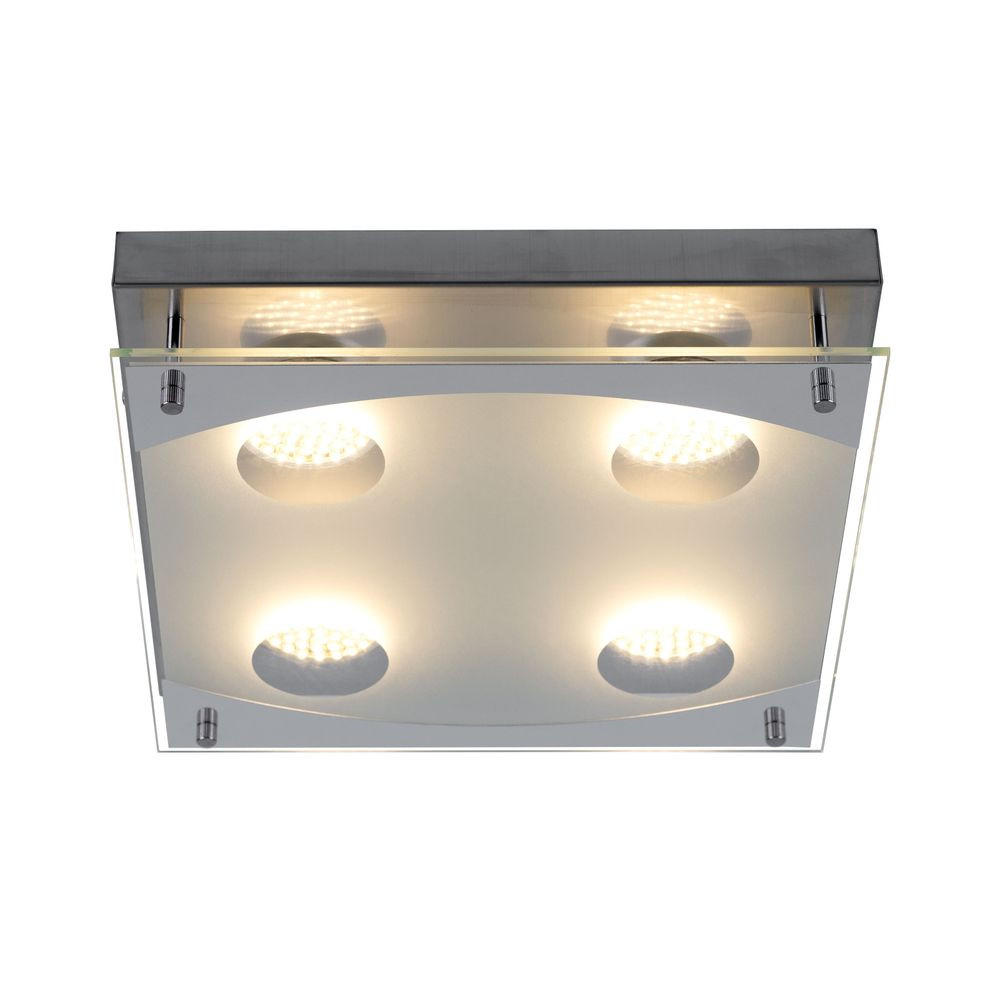 LED DECKENLEUCHTE Stahl Silber - Silberfarben, Glas (26/26/7.5cm) - Esto
