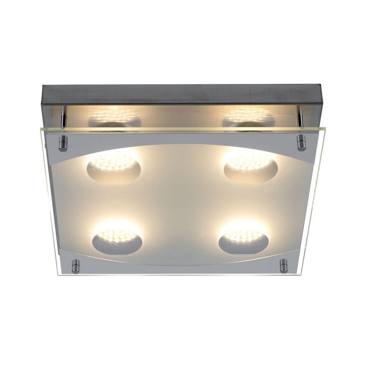 LED DECKENLEUCHTE Stahl Silber - Silberfarben, Glas (26/26/7.5cm) - Esto