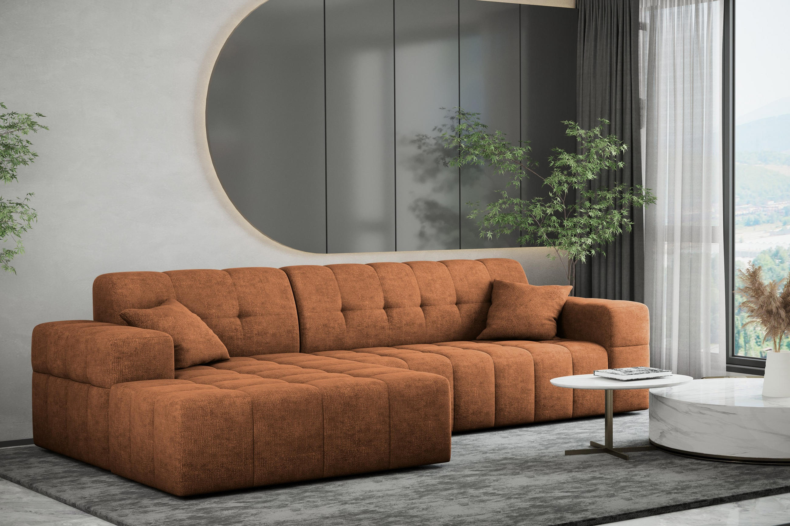 ECKSOFA NIMES Stoff Perfect Harmony Orange Links - Orange, Holz/Kunststoff (168/265cm) - Kaiser Möbel